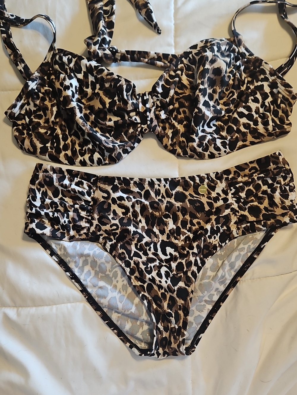 Leopard Print Women’s Bikini Set - Brown & Black